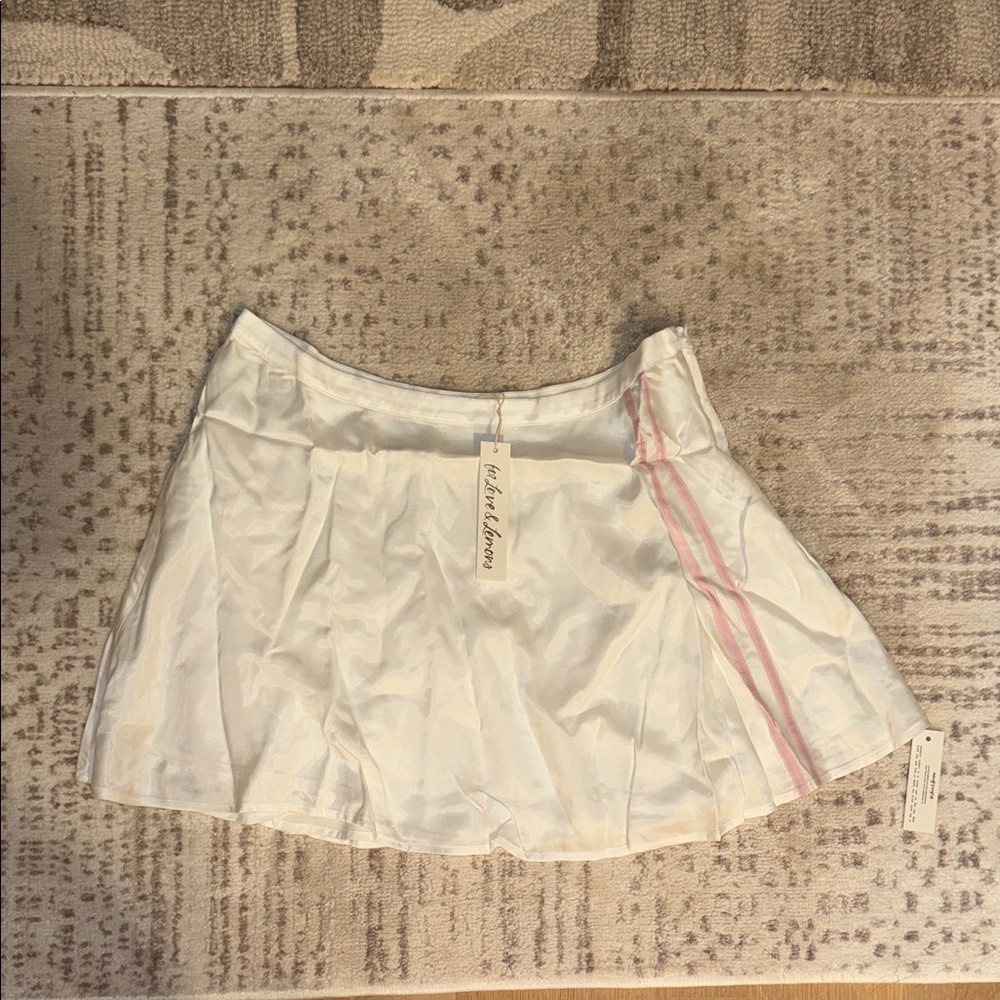 For Love and Lemons NEW White Mini Skirt with Pink Stripe Detail